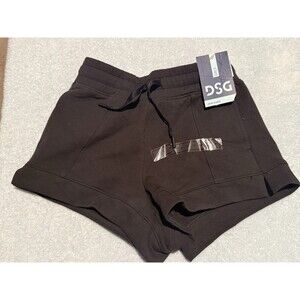 DSG Girls Sport Fleece Shorts Black Mid Rise Drawstring Pockets Size Small NWT